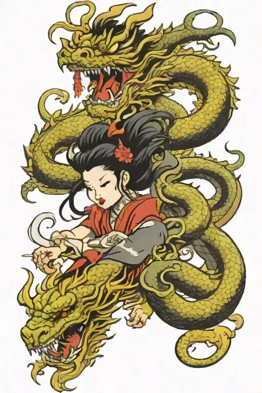 Girl Dragon Temple