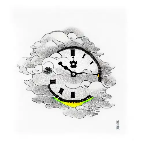 A Cloud With A Clock And A Guy In The Background