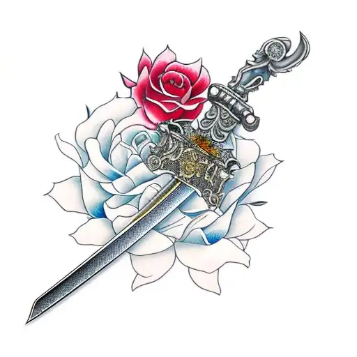 Katana Sword With Ice Roses