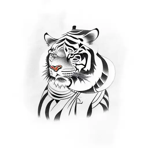 Japanese Style Samurai Versus Tiger