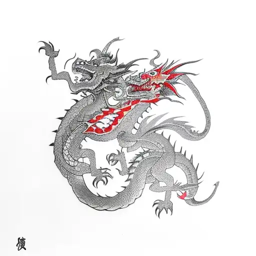 Two Dragons Red Black