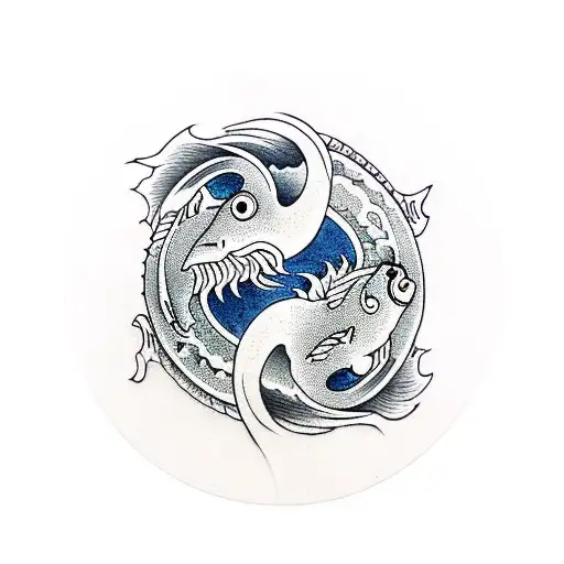 Koi Fish Swim In A Circle Symbolizing Yin Yang