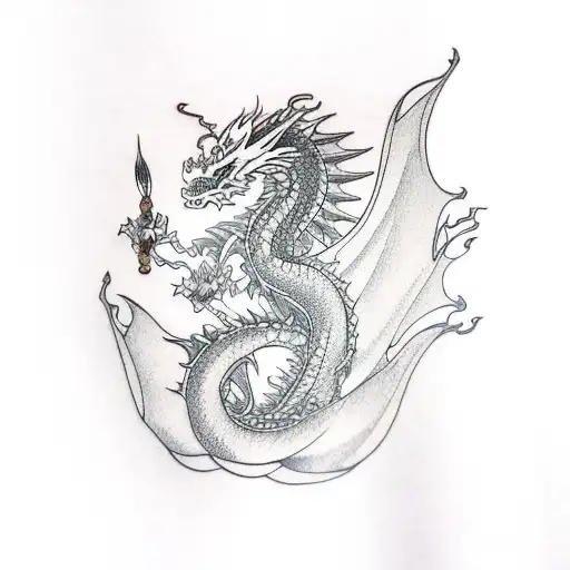 Dragon Wrapped Around Leg