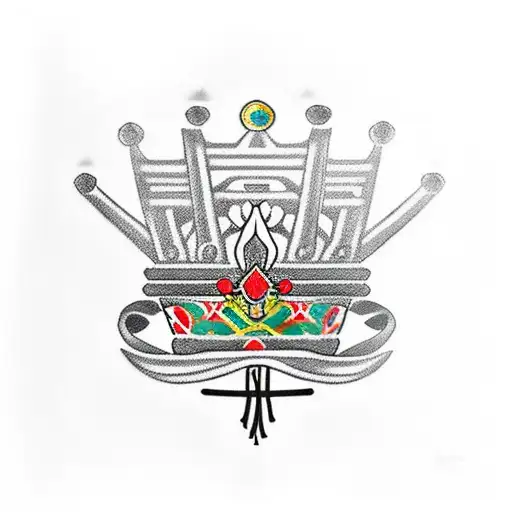 An Anime-inspired Tattoo Of A Student Holding A Crown With Strength Symbols Incorporated