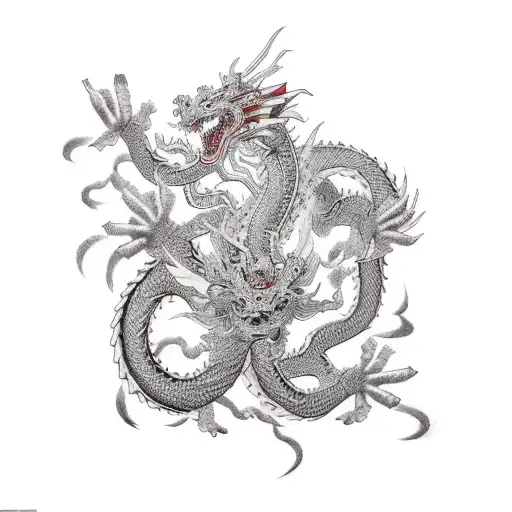 Mecha Chinese Dragon And Traditional Chinese Dragon