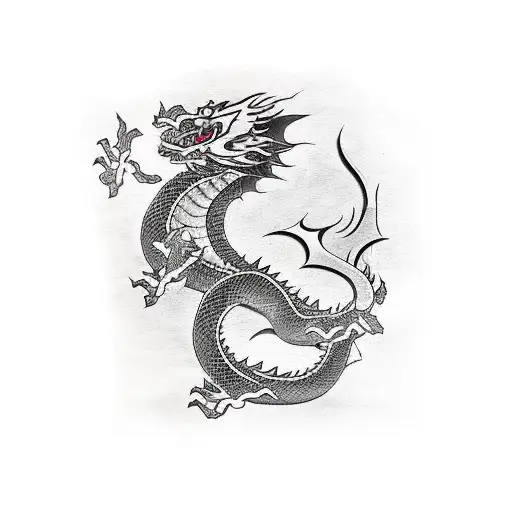 Japanes Dragon With Katana