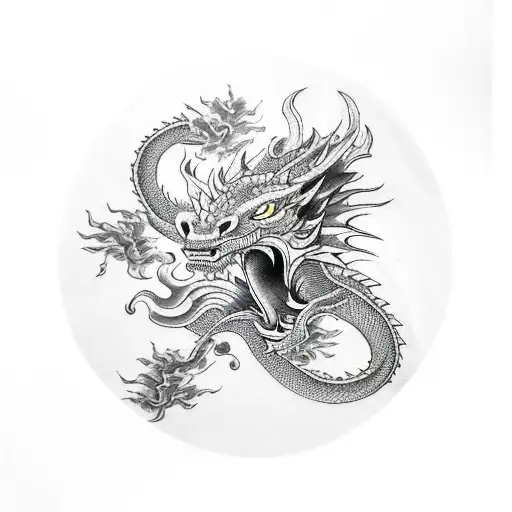 Dragon Wrapped In Demon Mask