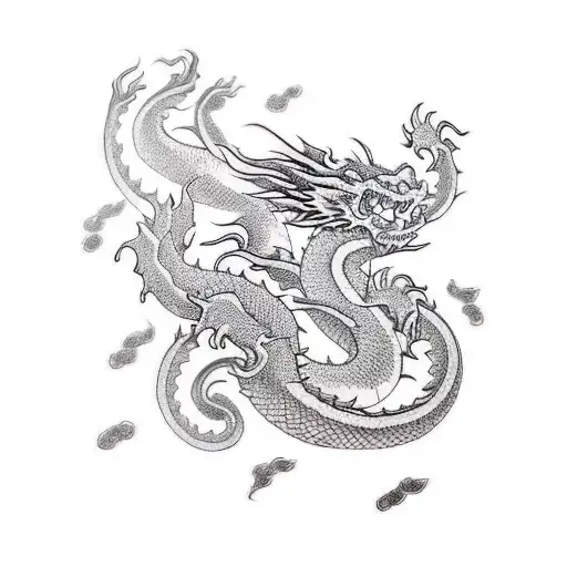 Green Dragon And Katana