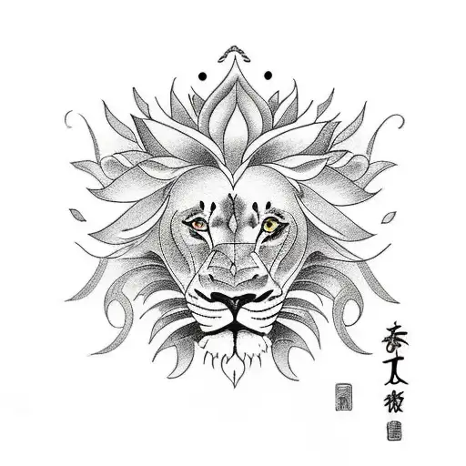 Lotus Flower With Lion