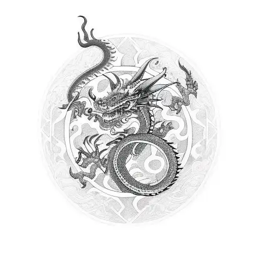Dragon Mayan White And Black