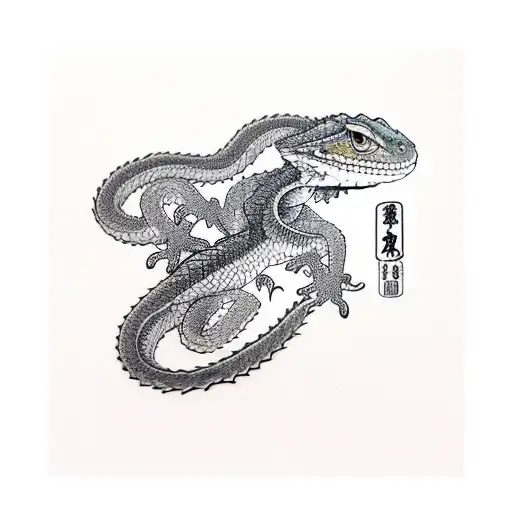 Bearded Dragon Eating Noodles