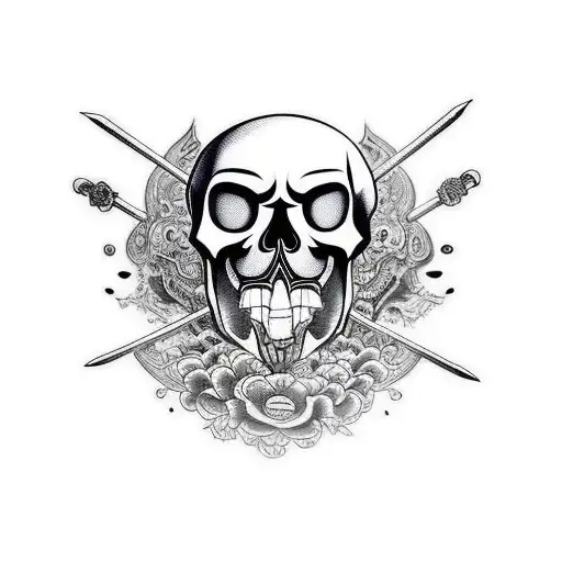 Katana Piercing Though A Skull