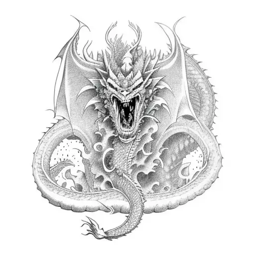 Dragon With Oni Mask Full Sleeve