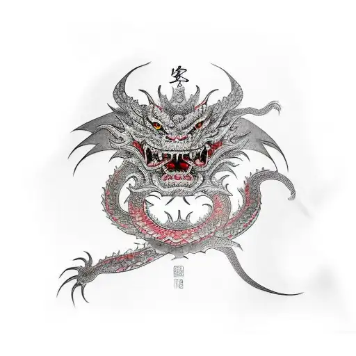 Dragon And Samurai Mask Full Sleeve