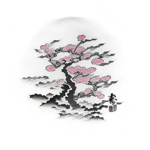 A Fan With A Japanese Cherry Tree Inside
