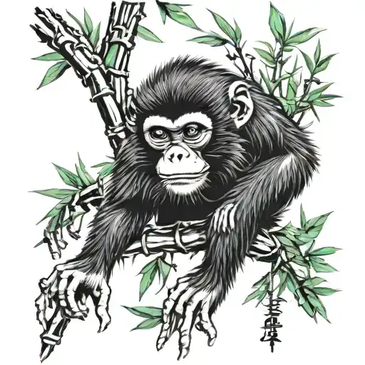 Monkey Bamboo Forest Falling