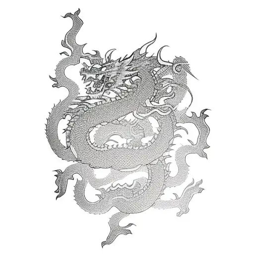 Japanese-style Half-sleeve With Dragon And Big Roses