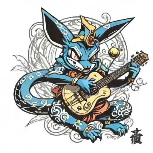 Lucario Playing V Guitar