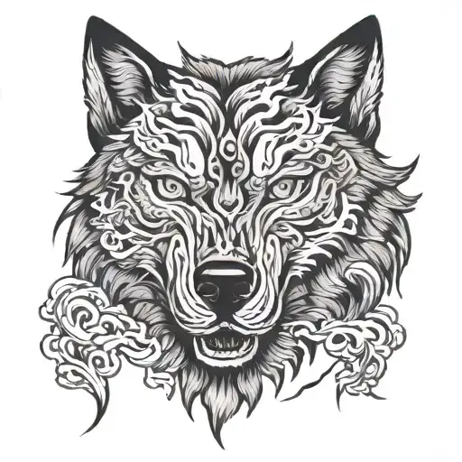 Wolf With Scars Face