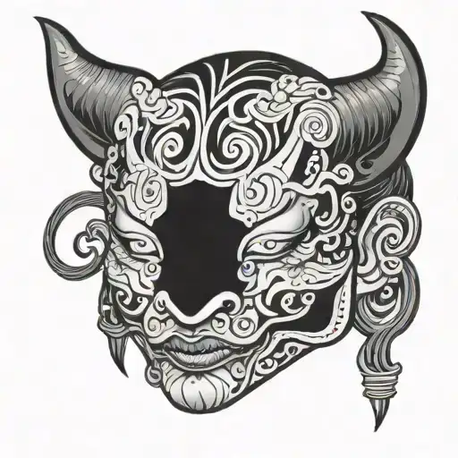 Demon Lady Half Mask Half Demon