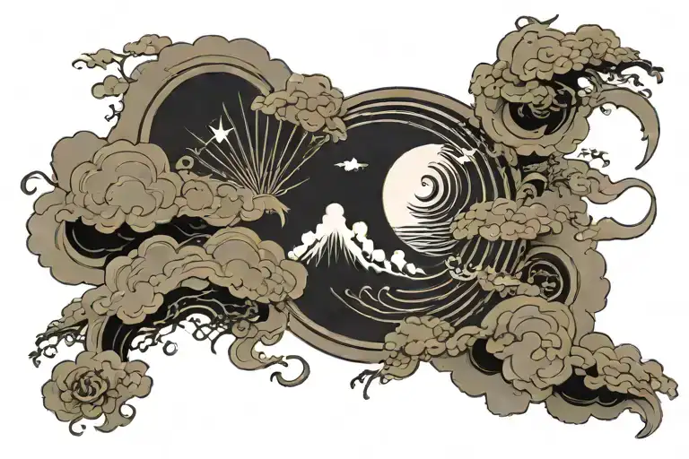 Clouds Sun Moon Lines