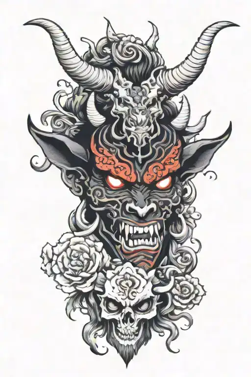 Black Demon With Horns Holding An Female