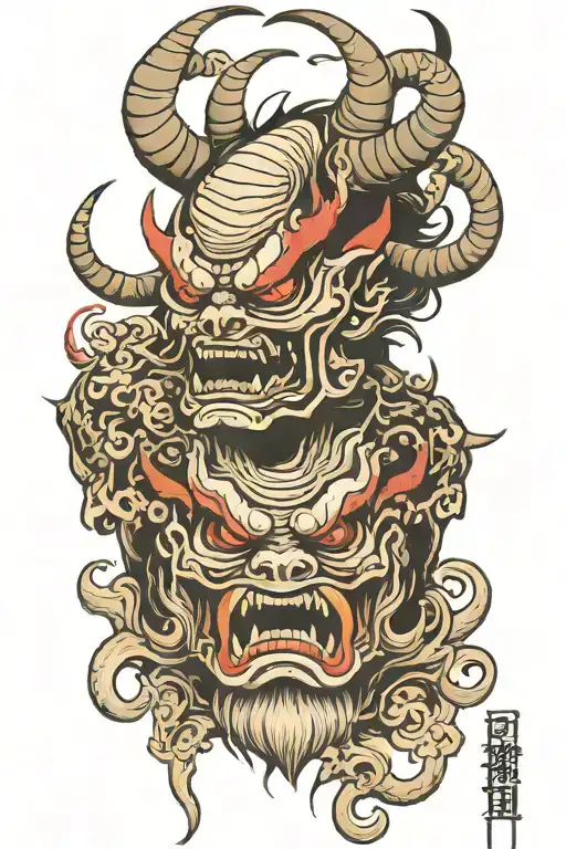 Black Demon With Horns Front View