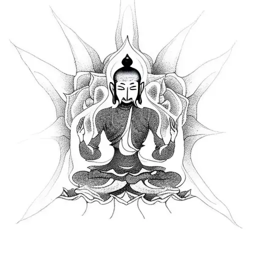 Meditating Monk In Lotus Pose