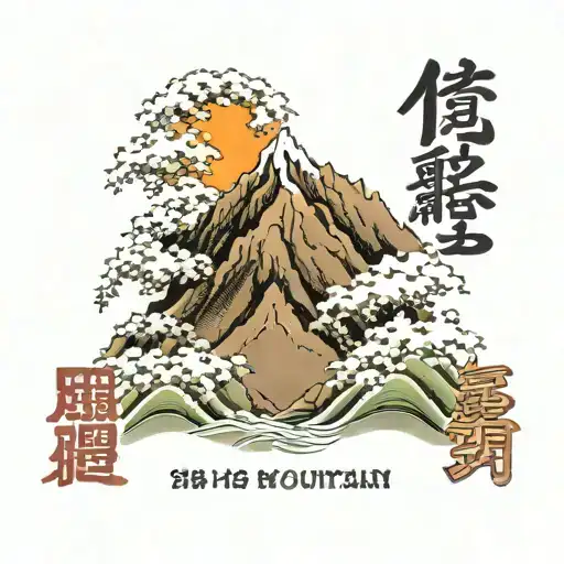Mt Fugi With The Words Big Mountain In Japanese