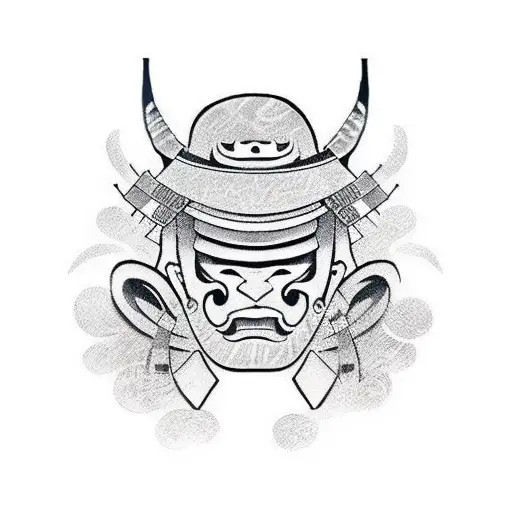 Samurai With Mask Face