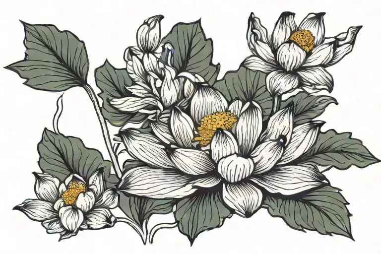 Lotus And Iris Blooms