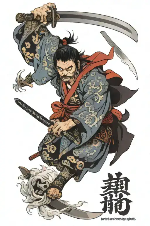 Samurai With A Katana Among Demons
