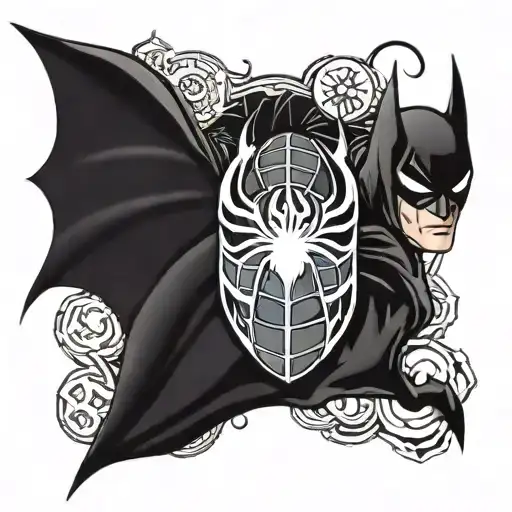 Batman And Spiderman Logo Merged To Create A New Logo