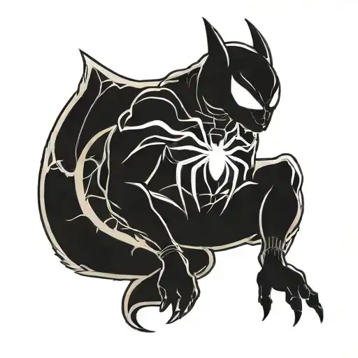 Bat Symbol And Spiderman Symbol Merged To Create A New Logo