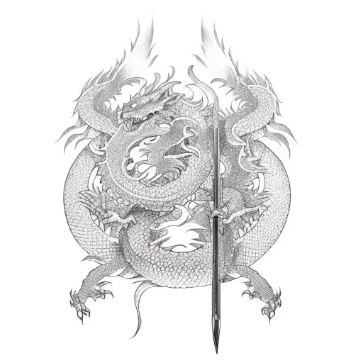 Dragon Con Dos Katanas Cruzadas