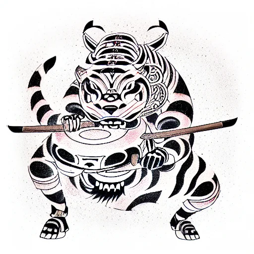 Samurai Wrestling Tiger That Has Taiko Drum For It's Body