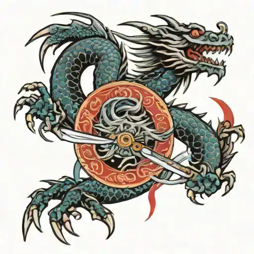 Dragon With Knife Surrounded