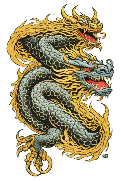 Japanese Yakuza Dragon Tattoo Design