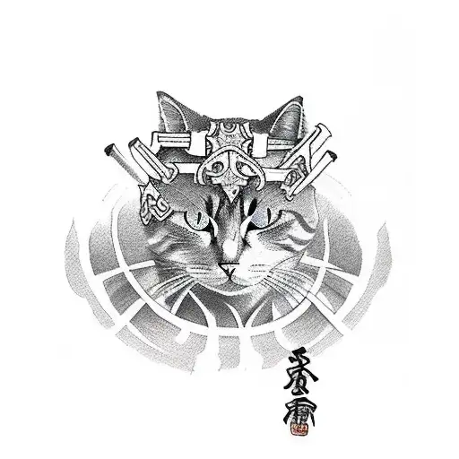 Cat Warrior With Swords On His Back