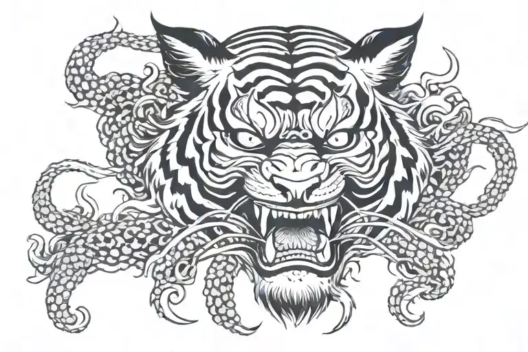 Tiger Oni Mask Surrounded