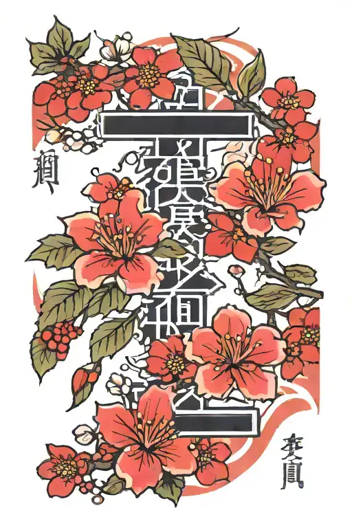 Cherry Blossom And Holly With The Roman Numeral L