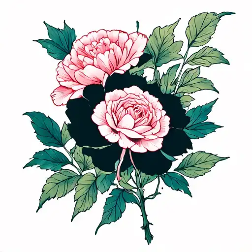 Carnation And Rose Intertwined