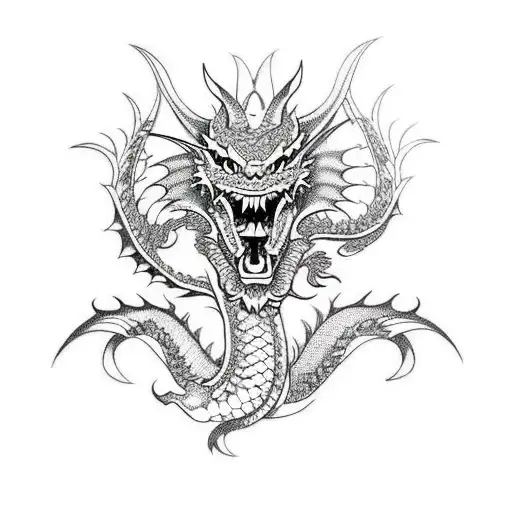 Yakuza Dragon In Blackwork Style