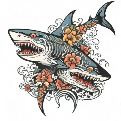 Shark And Temple Surrounded