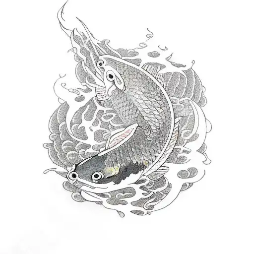 Koi Fish And Raijin And Tsunami