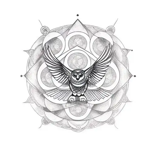 Sacred Geometry Owl With Wings Spread