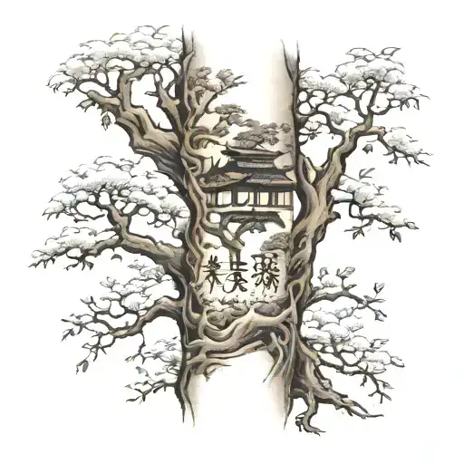 Tree Around Upper Arm Sleeve With Kids And Father Names Representing Strong Family Surname