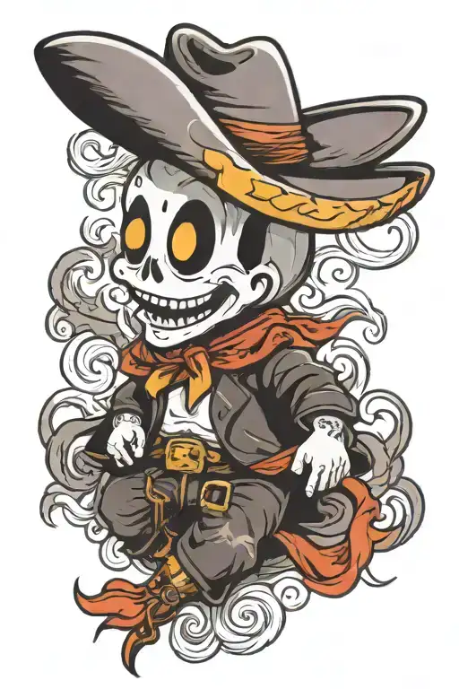 Cartoon Ghost Wearing A Cowboy Hat