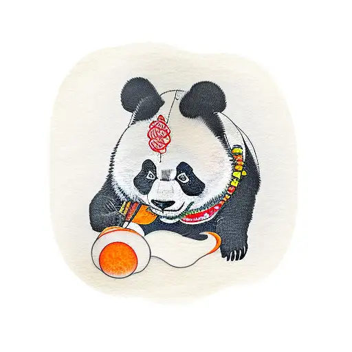 Panda With Orange Heart
