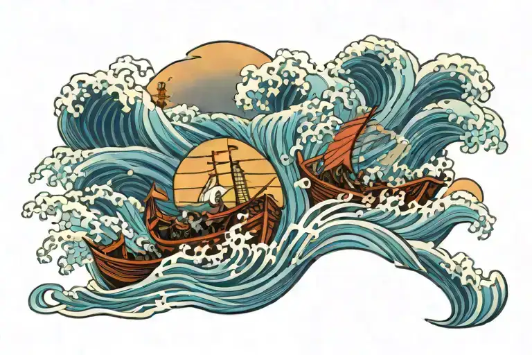 Boat Fighting Waves In Ocean